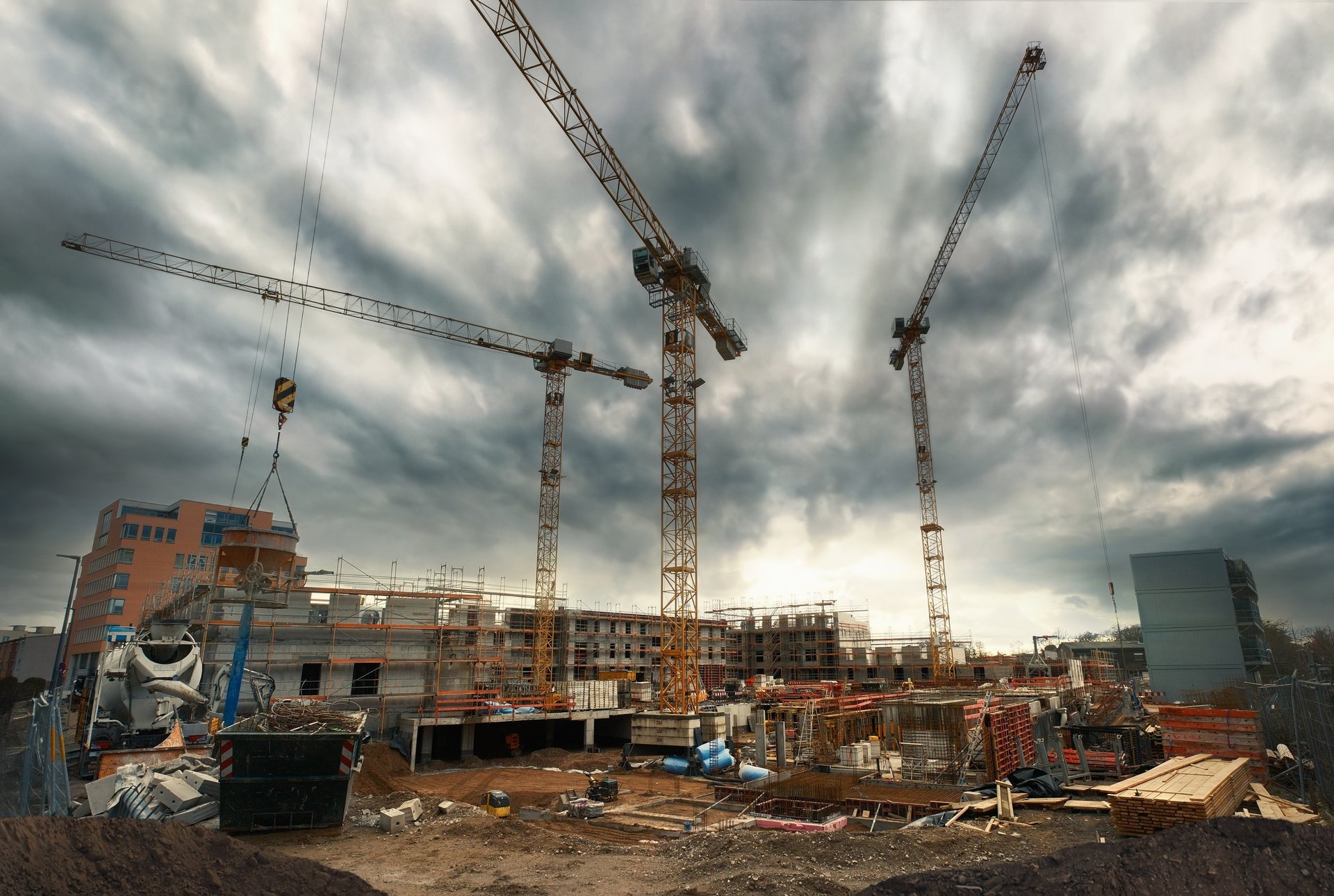 Construction site with cranes